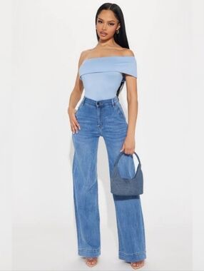 Fashion Nova Margot Stretch Trouser Jeans In Medium Wash Blue Sz 15